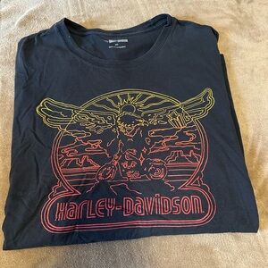 Harley-Davidson Black Tee with Red and Yellow Graphic